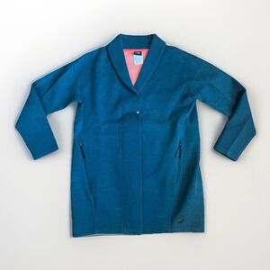 New Balance Women's Medium Teal Long Blazer Coat Zip Pockets